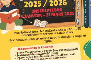 Affiche Inscriptions scolaires 2025-2026