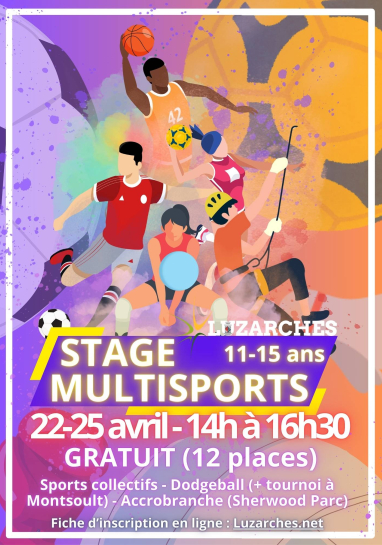 Affiche stage multisports printemps 2025