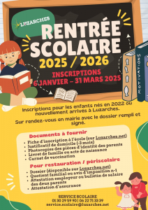 Affiche Inscriptions scolaires 2025-2026