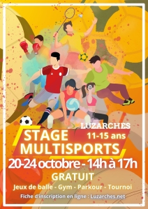 Affiche stage multisports toussaint 2025